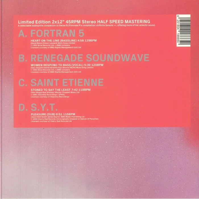 Лицевая сторона обложки — FORTRAN 5 / RENEGADE SOUNDWAVE / SAINT ETIENNE / SYT — Princess P Presents (half speed remastered)