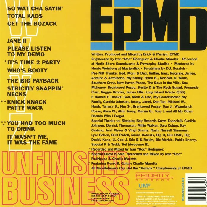 Back cover — EPMD — Unfinished Business (reissue)