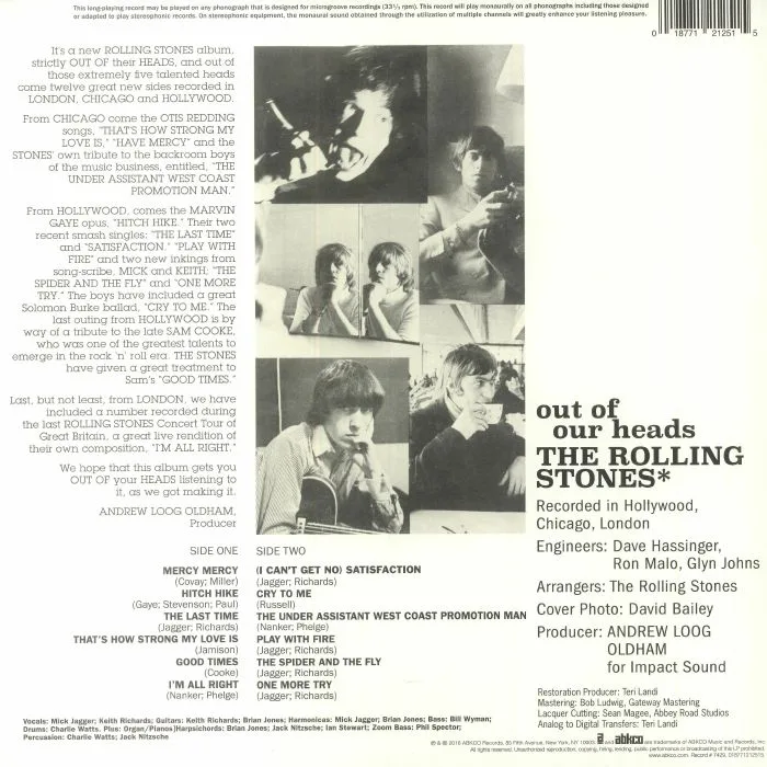 Обратная сторона обложки — THE ROLLING STONES — Out Of Our Heads (US) (mono) (reissue)