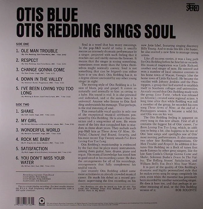 Back cover — Otis REDDING — Otis Blue