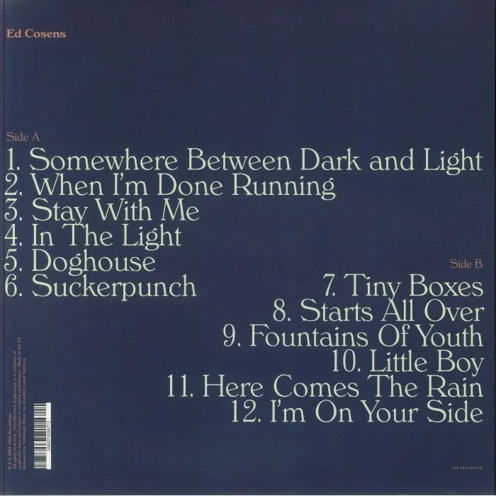 Back cover — Ed COSENS — Somewhere Between Dark & Light