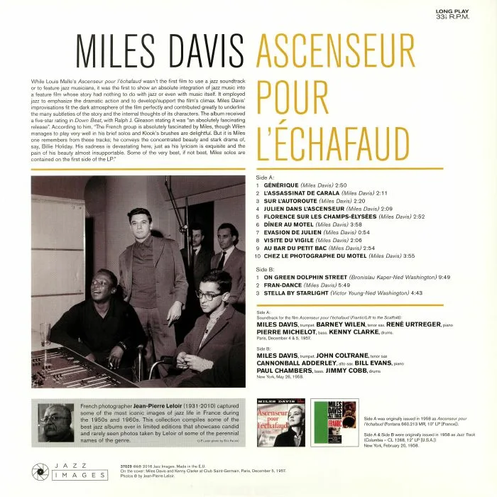 Обратная сторона обложки — Miles DAVIS — Ascenseur Pour L'Echafaud (Soundtrack)