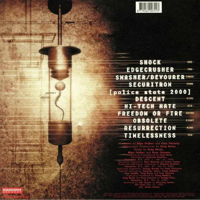 Back cover — FEAR FACTORY — Obsolete (reissue)