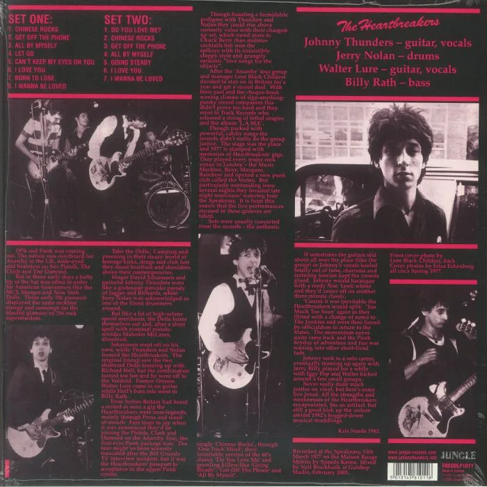 Обратная сторона обложки — JOHNNY THUNDERS & THE HEARTBREAKERS — Down To Kill: The Complete Live At The Speakeasy