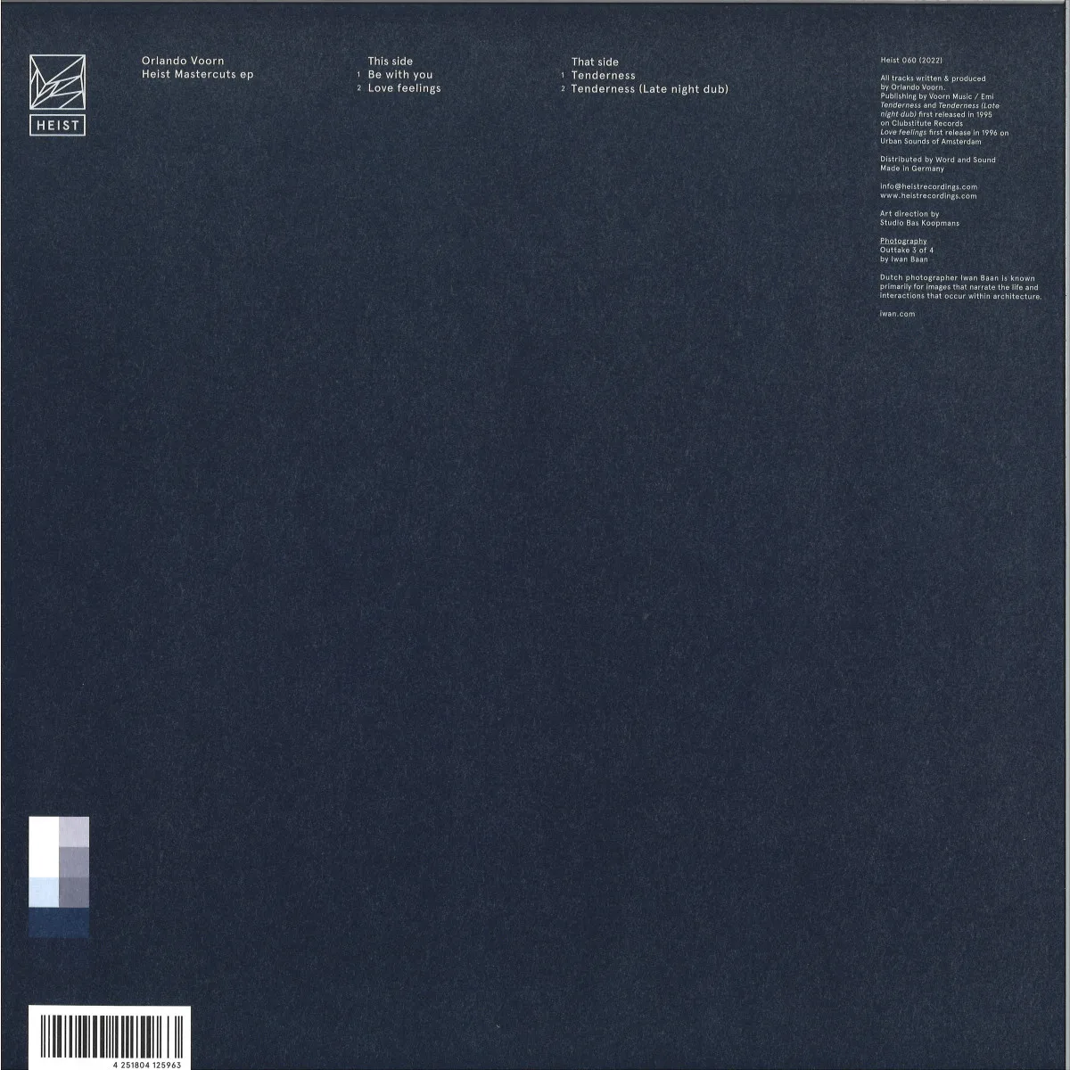 Back cover — Orlando Voorn — Heist Mastercuts EP