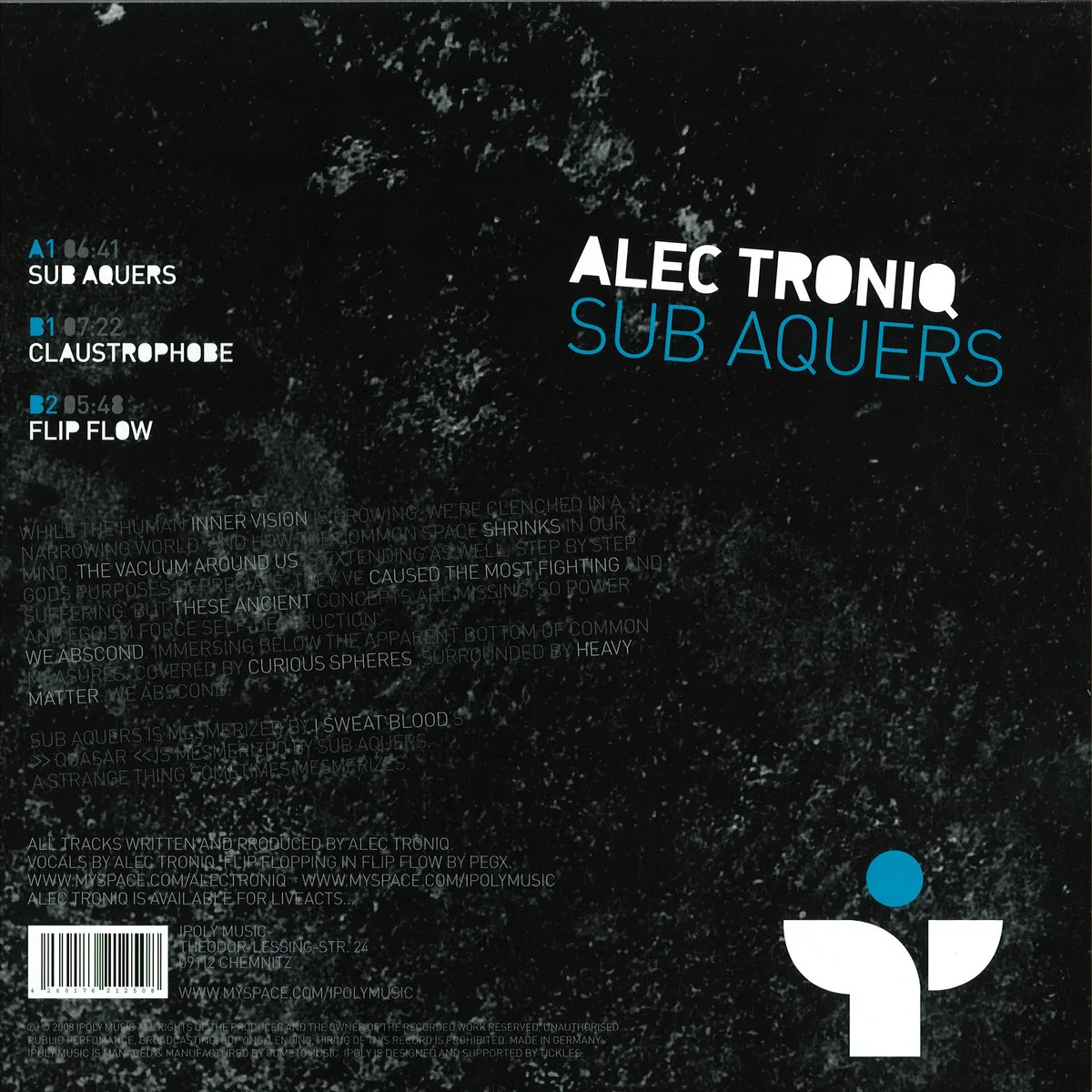 Обратная сторона обложки — Alec Troniq — Sub Aquers