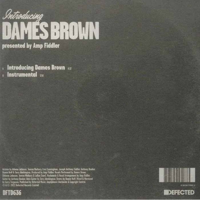 Обратная сторона обложки — AMP FIDDLER presents DAMES BROWN — Introducing Dames Brown