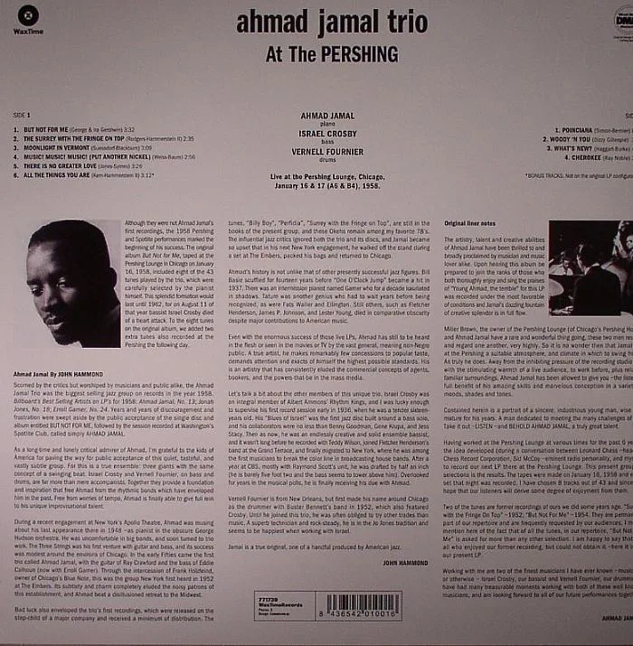 Back cover — AHMAD JAMAL TRIO — At The Pershing: But Not For Me (remastered)