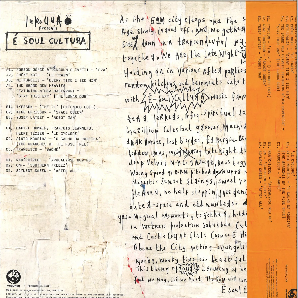 Back cover — Luke Unapresents — E Soul Cultura LP 2x12"