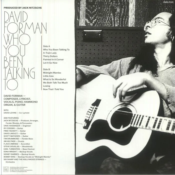 Back cover — David FORMAN — Who You Been Talking To
