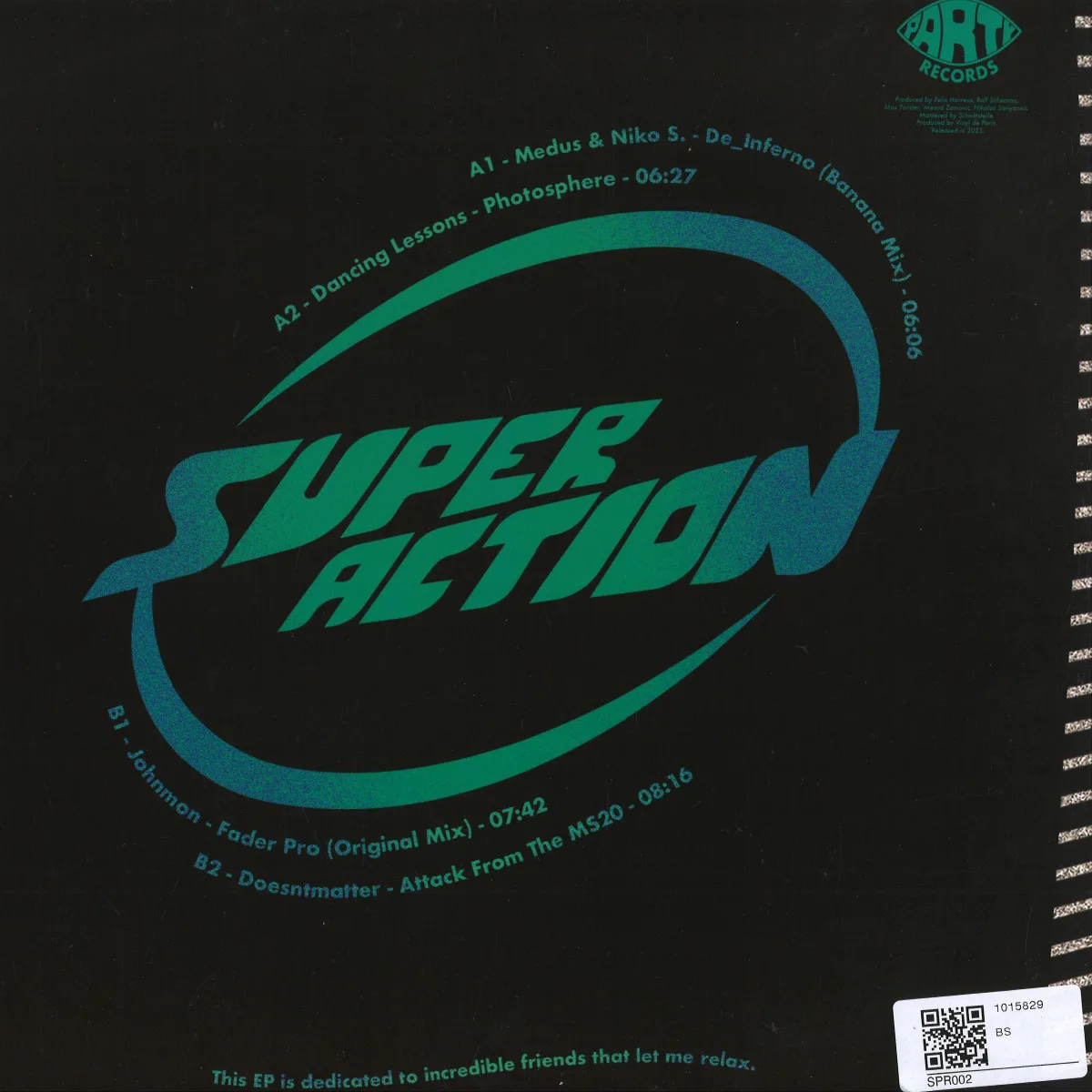 Back cover — Medus, Niko S., Dancing Lessons, Johnmon, Doesntmatter — Super Action
