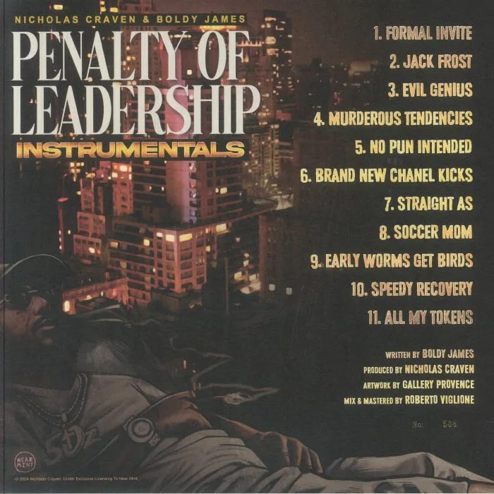 Back cover — Nicholas CRAVEN / BOLDY JAMES — Penalty Of Leadership (Instrumentals)