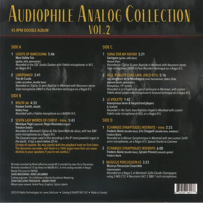 Back cover — VARIOUS — Audiophile Analog Collection Vol 2 (Deluxe Edition)