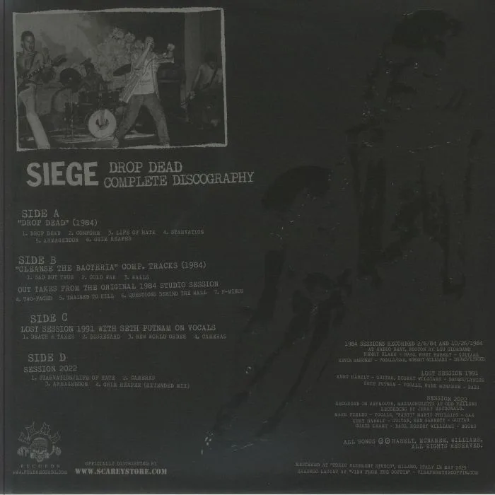 Обратная сторона обложки — SIEGE — Drop Dead: Complete Discography