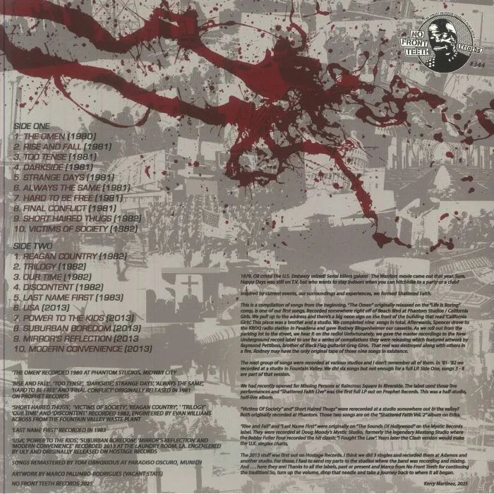 Back cover — SHATTERED FAITH — Victims Of Society 1980-2013