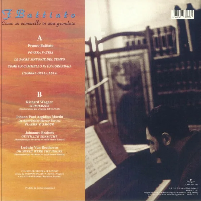 Обратная сторона обложки — Franco BATTIATO — Come Un Cammello In Una Grondaia (reissue)