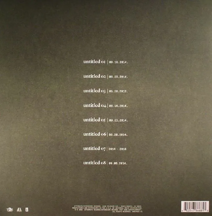 Back cover — Kendrick LAMAR — Untitled Unmastered