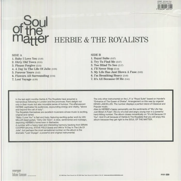 Обратная сторона обложки — HERBIE & THE ROYALISTS — Soul Of The Matter