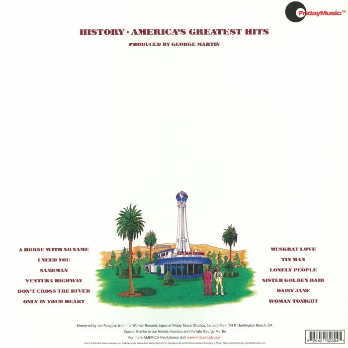 Обратная сторона обложки — AMERICA — History: America's Greatest Hits (50th Anniversary Edition)