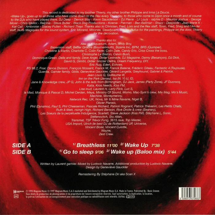 Обратная сторона обложки — Laurent GARNIER — A Bout De Souffle EP (reissue)