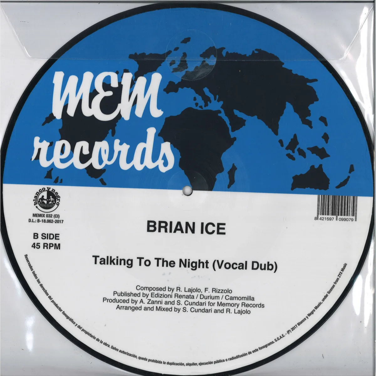 Back cover — Brian Ice — Talking To The Night EP