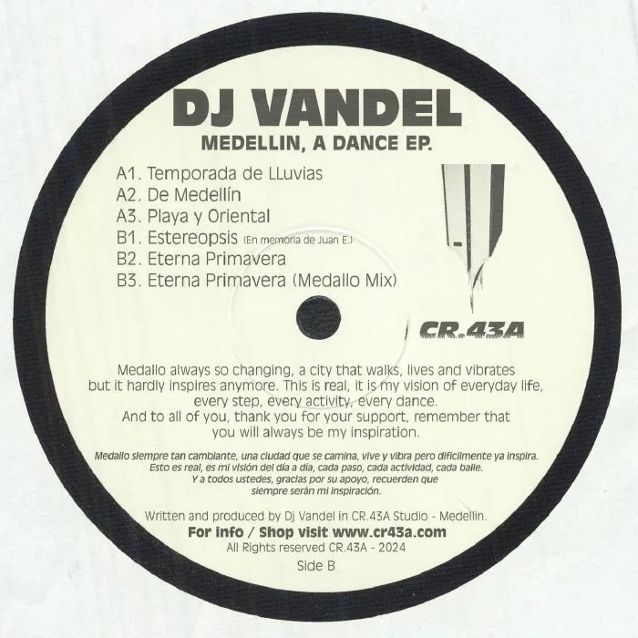 Обратная сторона обложки — DJ VANDEL — Medellin A Dance EP