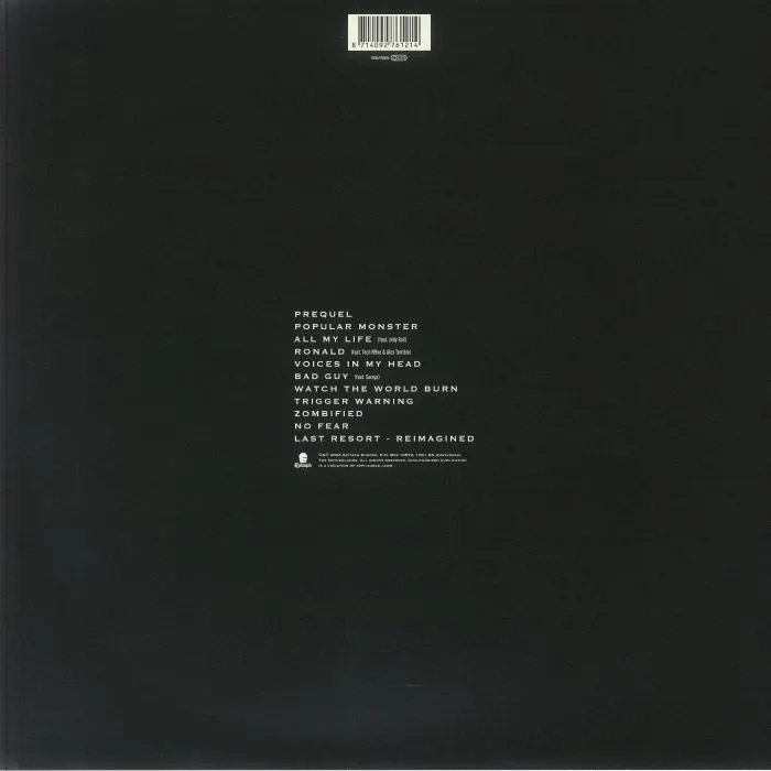 Back cover — FALLING IN REVERSE — Popular Monster