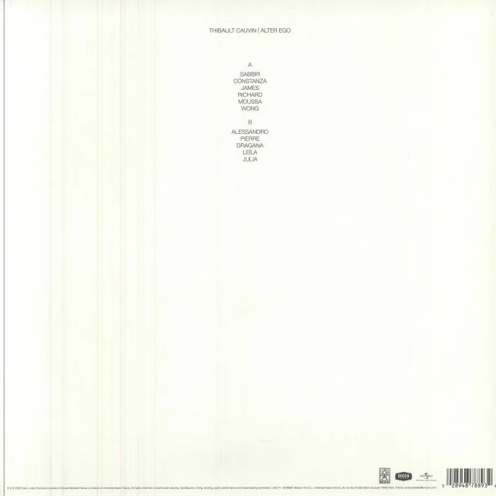 Back cover — Thibault CAUVIN — Alter Ego