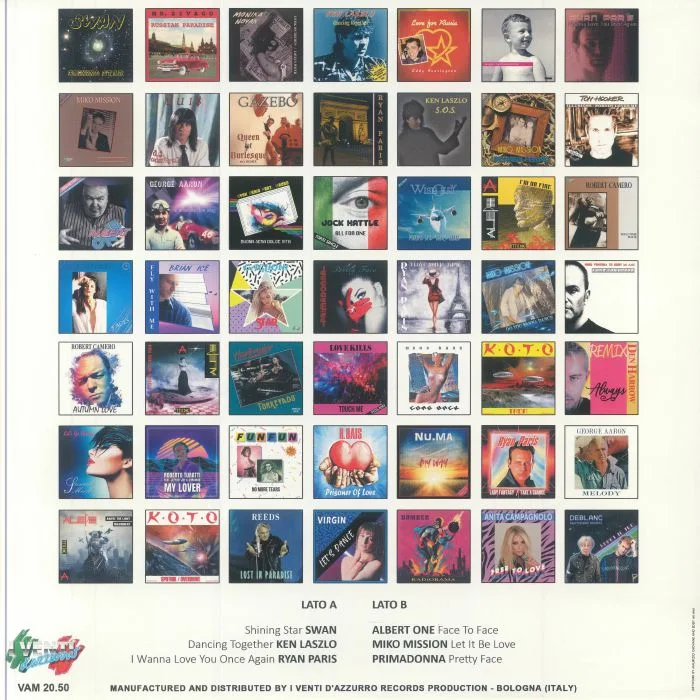 Обратная сторона обложки — SWAN / KEN LASZLO / RYAN PARIS / ALBERT ONE / MIKO MISSION / PRIMADONNA — I Venti d'Azzurro Records VAM 20 50 Sampler