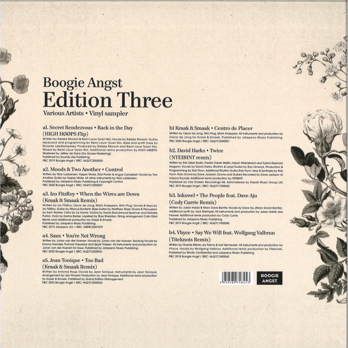 Back cover — Various — Boogie Angst Edition Three Vinyl Sampler