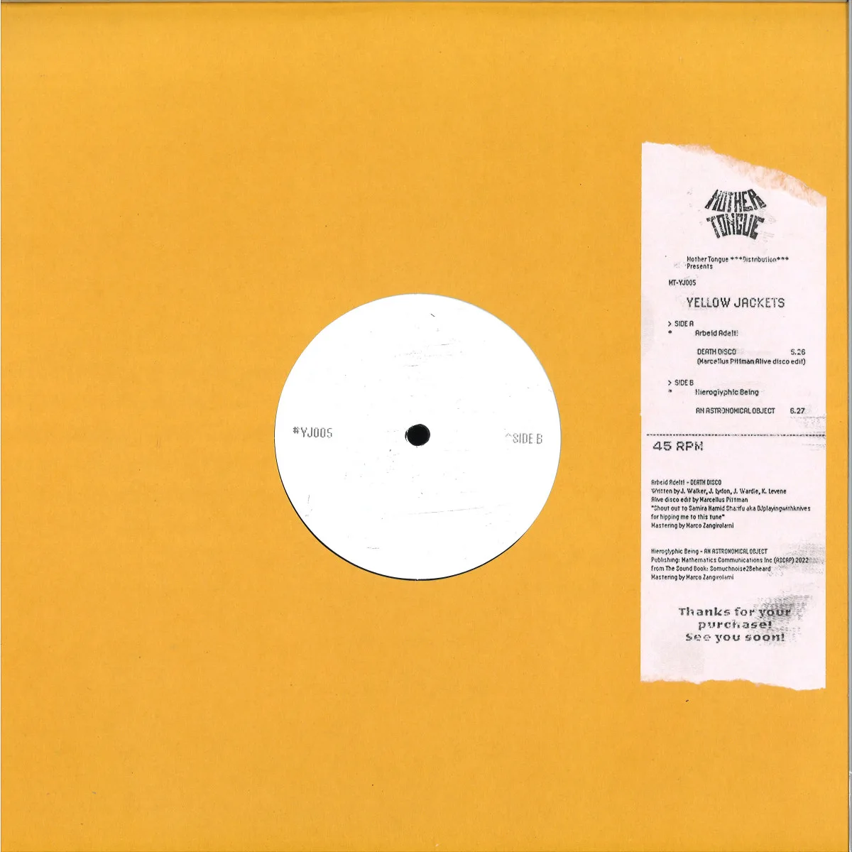 Front cover — Arbeid Adelt! & Hieroglyphic Being — Yellow Jackets Vol. 5