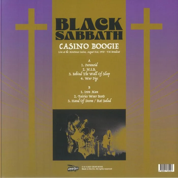 Back cover — BLACK SABBATH — Casino Boogie: Live At The Montreux Casino August 31st 1970 FM Broadcast