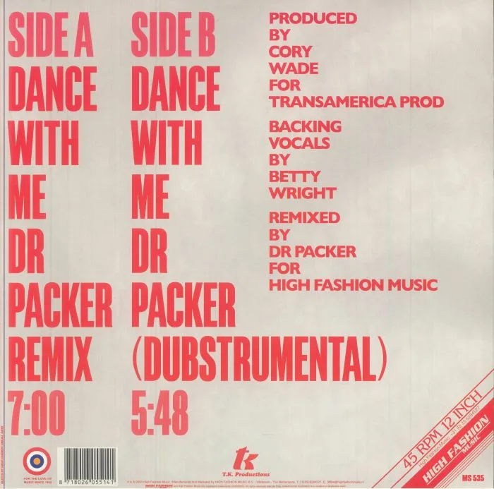 Обратная сторона обложки — Peter BROWN — Dance With Me (Dr Packer remixes)