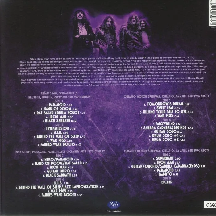 Back cover — BLACK SABBATH — Live 1970-1974 (remastered)