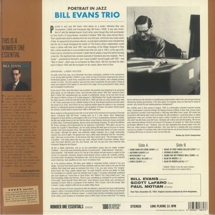 Обратная сторона обложки — BILL EVANS TRIO — Portrait In Jazz (reissue)
