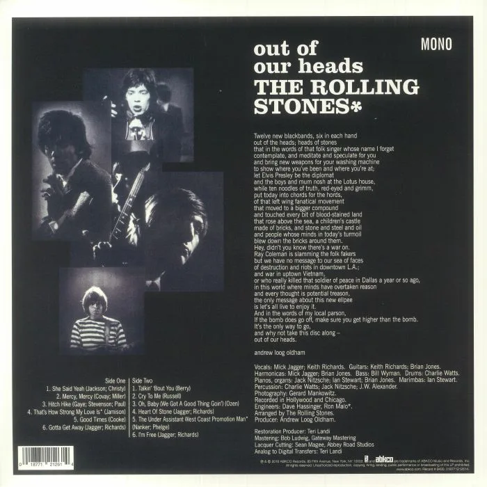 Back cover — THE ROLLING STONES — Out Of Our Heads
