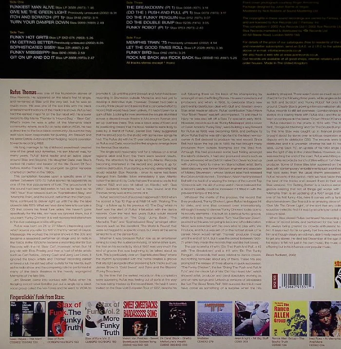 Back cover — Rufus THOMAS — The Funkiest Man: The Stax Funk Sessions 1967-1975