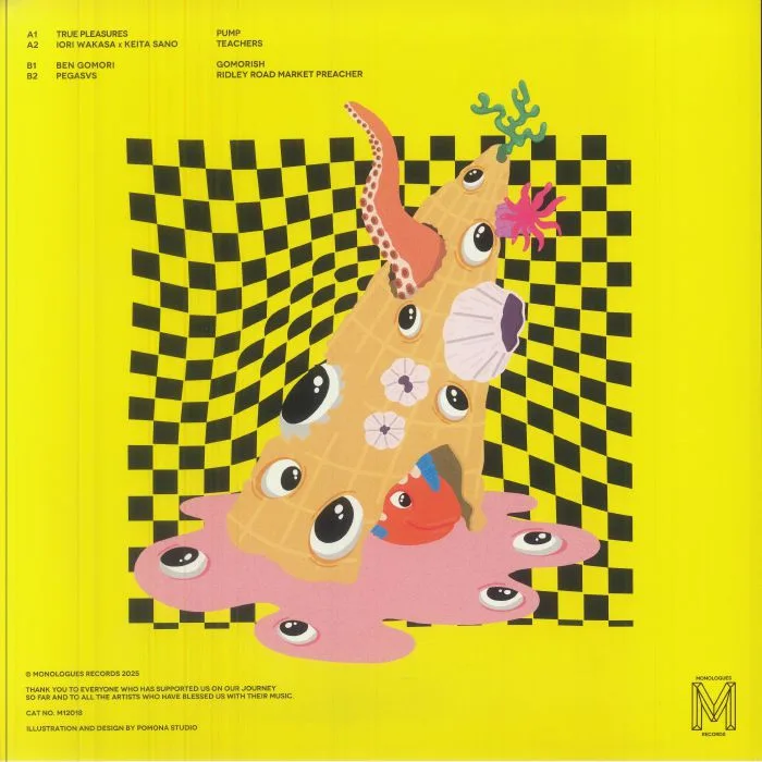 Back cover — TRUE PLEASURES / IORI WAKASA / KEITA SANO / BEN GOMORI / PEGASVS — Ten Years Of Monologues Records Vol 3: Acid Trip