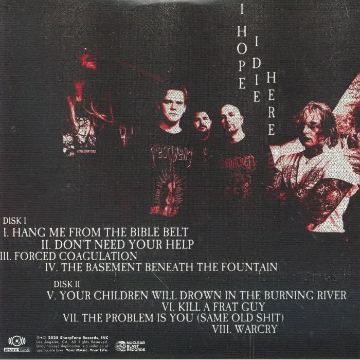 Обратная сторона обложки — NO CURE — I Hope I Die Here (10th Anniversary Edition)
