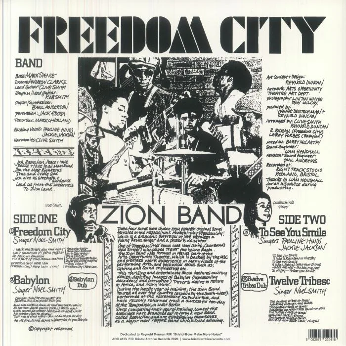 Back cover — ZION BAND — Freedom City (reissue)