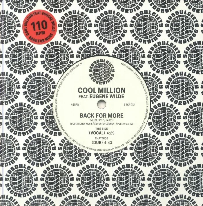 Front cover — COOL MILLION feat EUGENE WILDE — Back For More