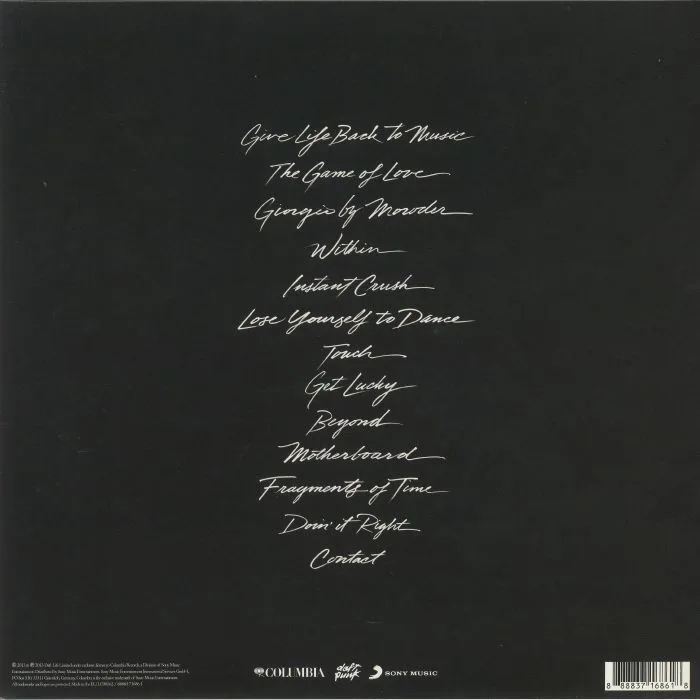 Back cover — DAFT PUNK — Random Access Memories