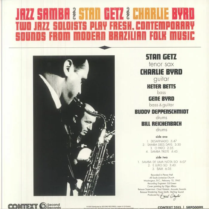 Обратная сторона обложки — Stan GETZ — Jazz Samba (reissue)