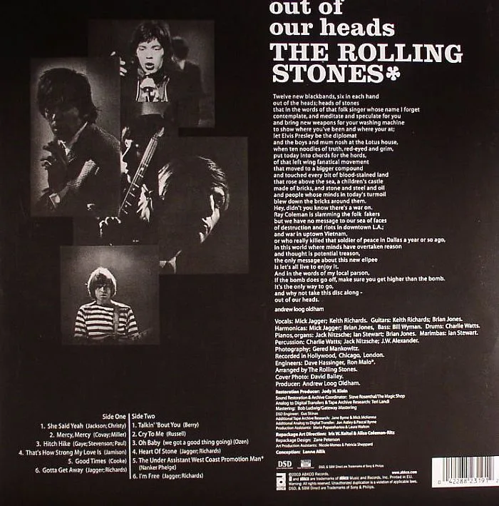 Обратная сторона обложки — The ROLLING STONES — Out Of Our Heads UK