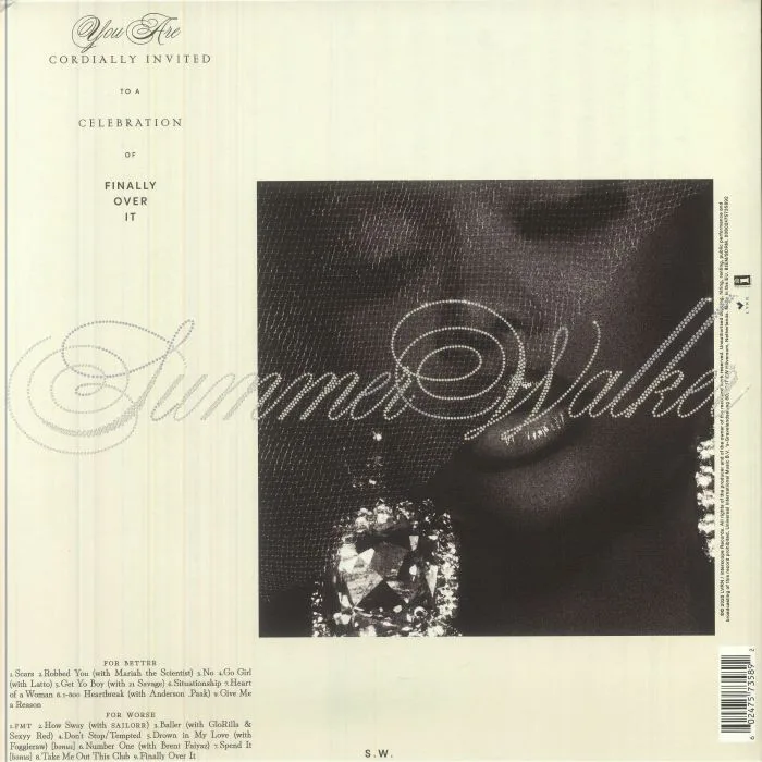 Back cover — Summer WALKER — Finally Over It (For Worse Edition)