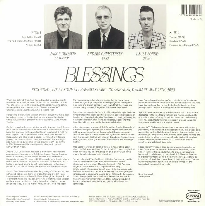 Back cover — Jakob DINESEN / ANDERS CHRISTENSEN / LAUST SONNE — Blessings