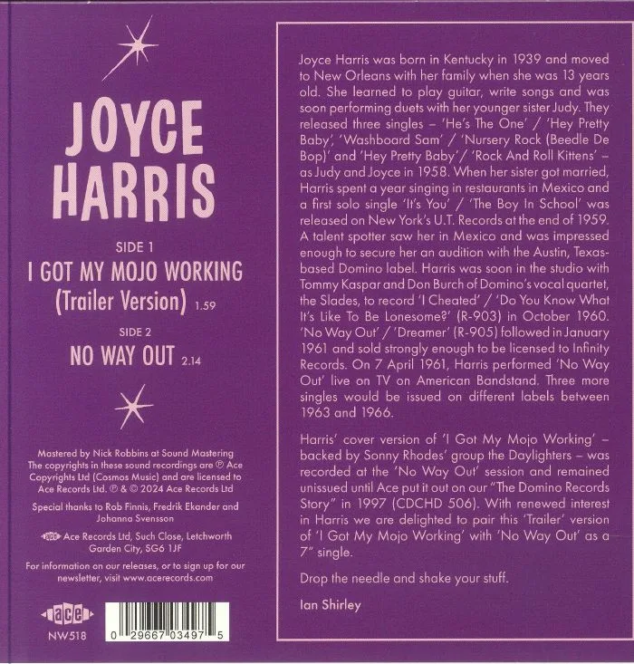 Обратная сторона обложки — Joyce HARRIS — I Got My Mojo Working (Trailer Version)