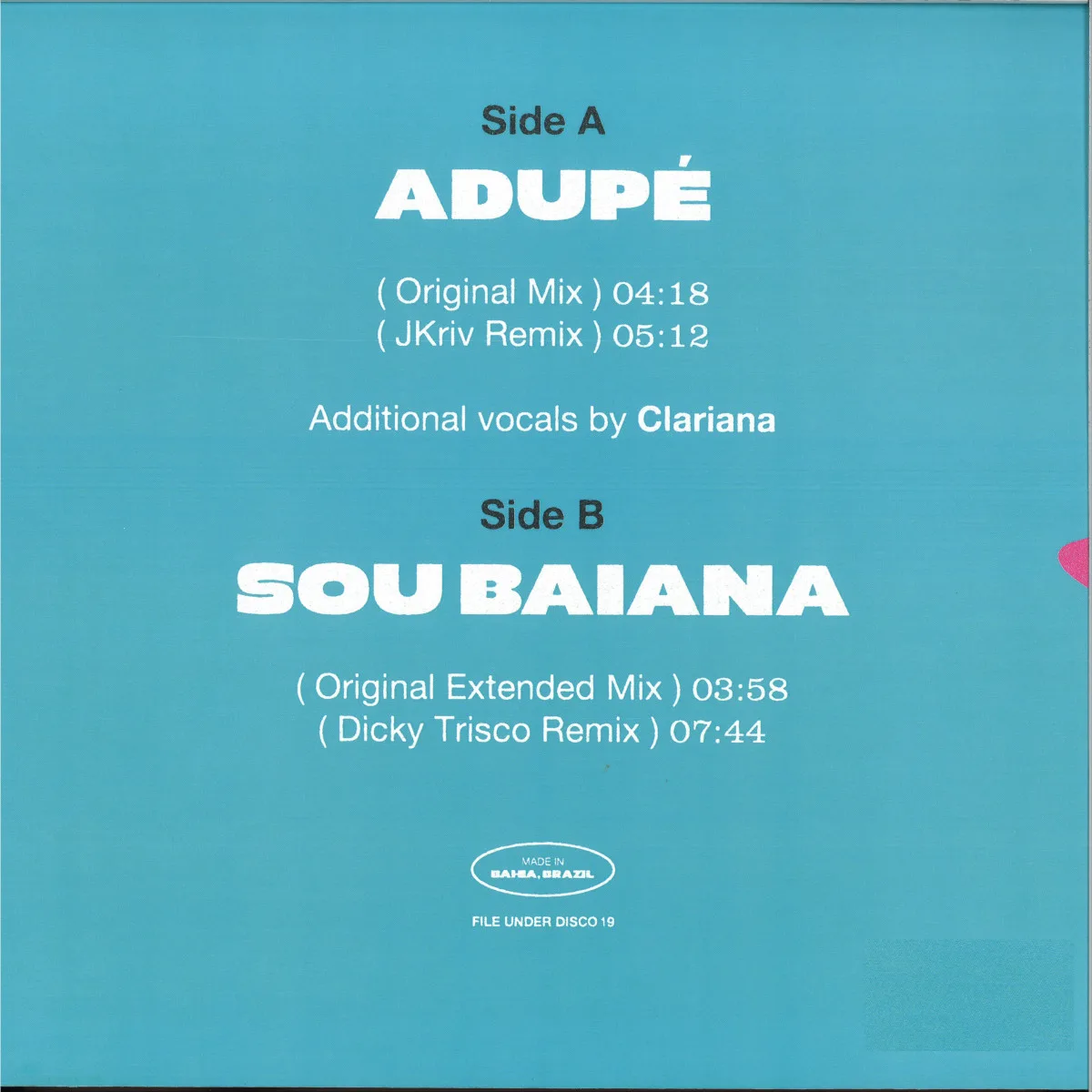 Back cover — Processman&Cady — ADUPE / SOU BAIANA