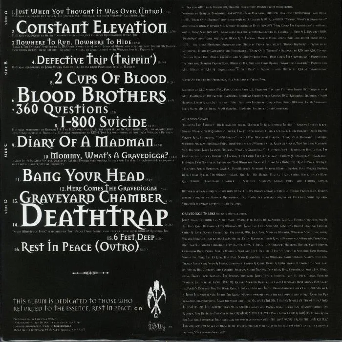 Обратная сторона обложки — GRAVEDIGGAZ — 6 Feet Deep (reissue)