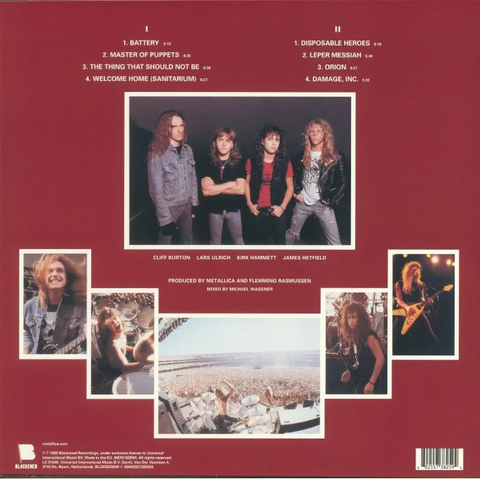 Back cover — METALLICA — Master Of Puppets (reissue)